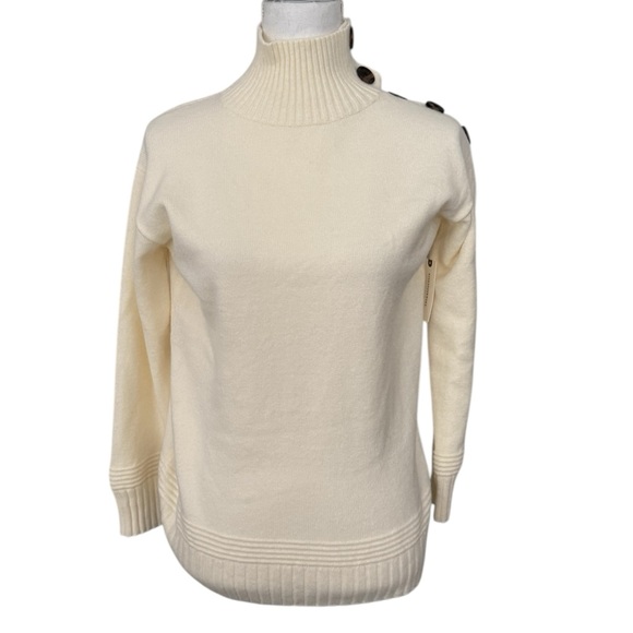 Anthropologie Sweaters - NWT Anthropologie Cream Turtleneck Sweater with Button Detail